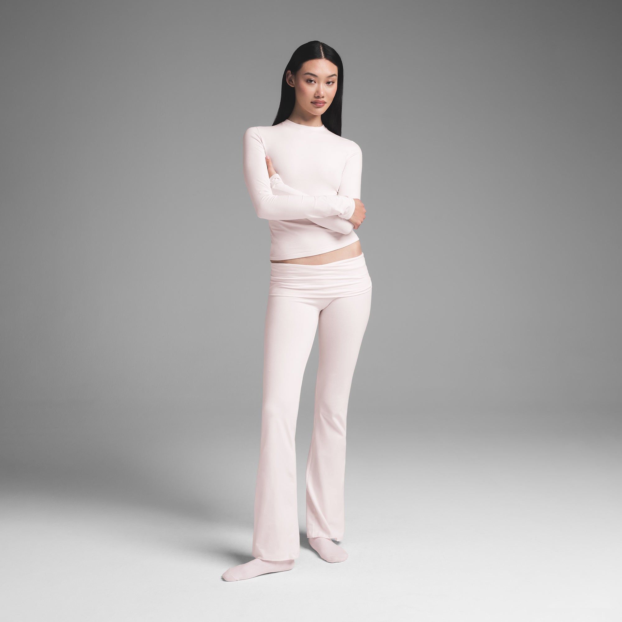 COTTON JERSEY FOLDOVER PANT | BARELY PINK - S